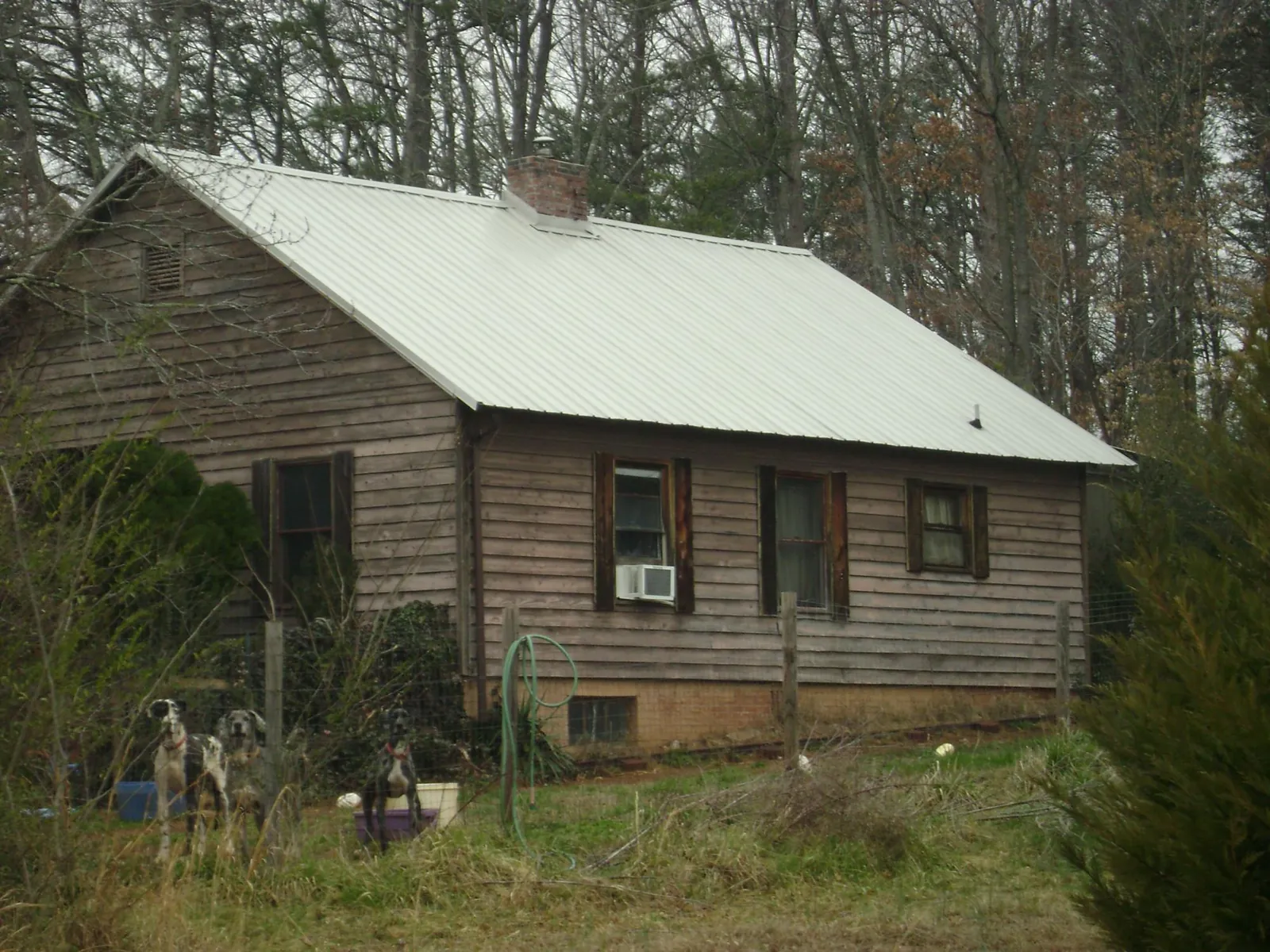 White metal roof on an old wood sided farmhouse, from a Metal Roof Installation job in Dewitt